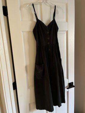 Urban Outfitters Black Button-Front Midi Dress